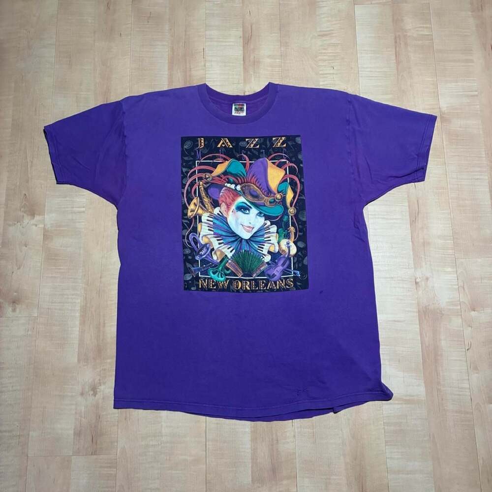 Fruit of the Loom New Orleans Jazz Music Jester Graphic T-Shirt XXL